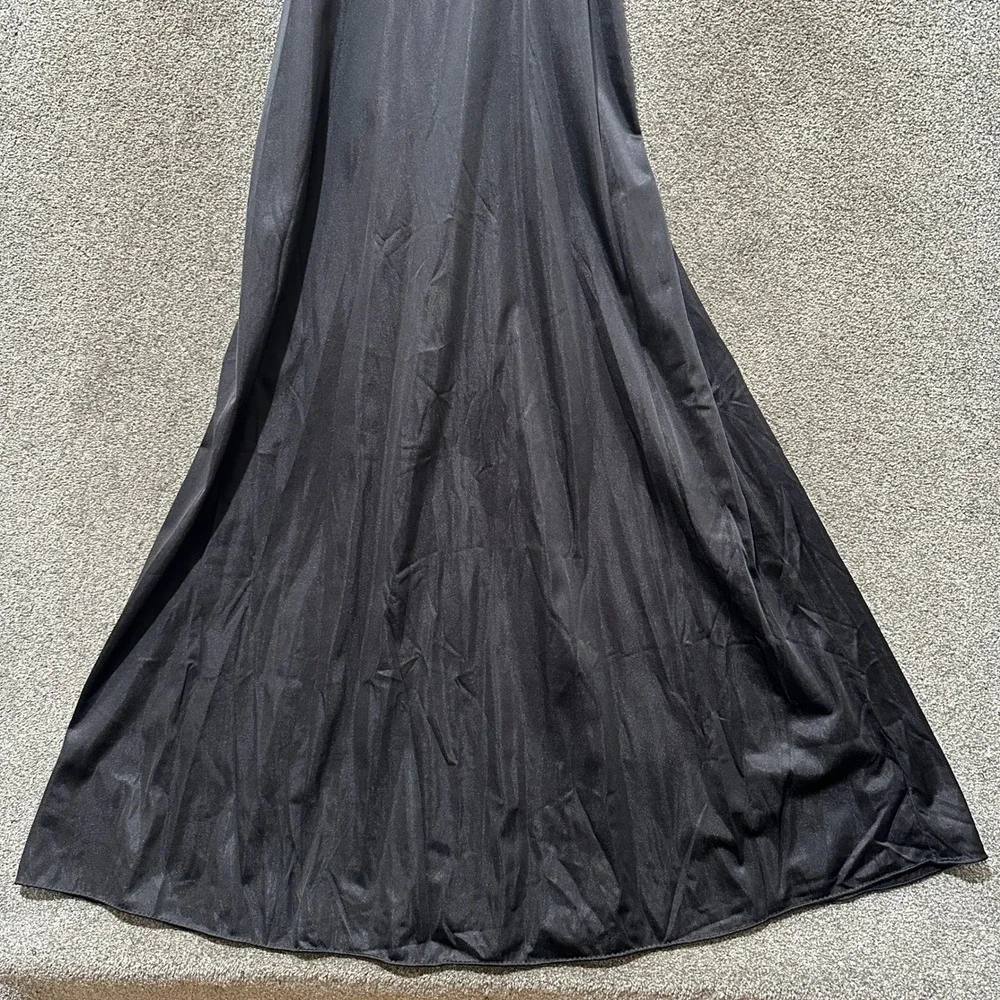 VTG Petra Fashions Black Lace Maxi Nightgown Small Rose Detail USA Made Romantic